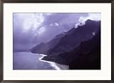 Storm clouds over Na Pali Coast, Kauai, HI Places Framed Art Poster Print by Michele Burgess, 29x21