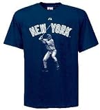 Derek Jeter 2-Sided Blue Image MLB Short Sleeve Tee Shirt By Majestic