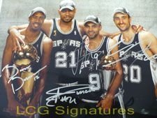 Spurs, San Antonio Autographed/Hand Signed 11x14 Photo By Tim Duncan, Tony Parker, Bruce Bowen and M