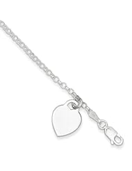 Sterling Silver 7.25 Inch Heart Charm Childs Bracelet