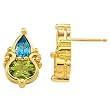 14K Yellow Gold Sky Blue Topaz and Peridot Earrings