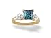14K Yellow Gold Square Created Alexandrite and Diamond Engagement Ring