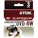 TDK 2X DVD-RW 8CM 1.4 GB DVD-RW 3 Pack in Jewel Case