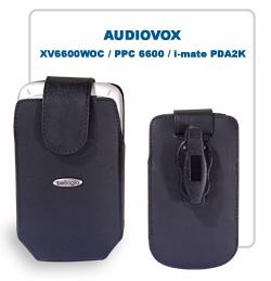 Audiovox Xv6600 / Siemens Sx66 / Ppc-6600 / I-mate Pda2k Evdo Black Leather Vertical Pouch with Removable Clip By Prima Cases