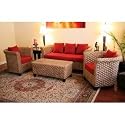 Bari 4pc Sunroom Furniture Set - Natural Rattan Wicker - by Topgrill Imports - hjs-8005 (Honey) (See Description)