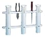 AFI 65622 Tournament Fishing Rod Storage Rack with Knife and Pliers Holder (3-Rod, White Poly)