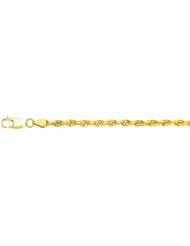 10K Yellow Gold Hollow Rope Chain Necklace - Width 2.9mm - Length 20"