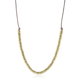 Dogeared 100 Good Wishes Bead On Brown Leather Cord Necklace,