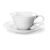 Sophie Conran by Portmeirion 8-Ounce Teacups and Saucers, Set of 4, White