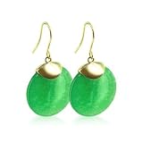 14 KT Yellow Gold Green Jade 14K Dangle Earrings