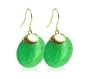 14 KT Yellow Gold Green Jade 14k Dangle Earrings