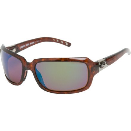 Costa Del Mar Isabela Polarized Sunglasses - Costa 580 Glass Lens Tortoise/Green Mirror, One Size