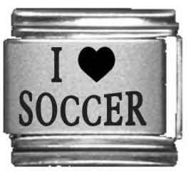 Clearly Charming I Heart Soccer Laser Italian Charm