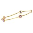 14K Yellow Gold Amethyst Bangle Bracelet - 8 inches