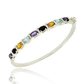 Sterling Silver .925 Genuine Amethyst, Garnet, Citrine, and, Blue Topaz Stone... by SilverSpeck.com