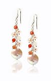 Sterling Silver Freshwater Cultured Button Pearl & Agate Dangle Earrings