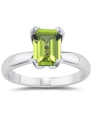 0.08 Cts Diamond & 1.59 Cts Peridot Ring in 14K Yellow Gold