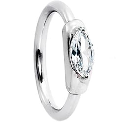 Silver 925 14 Gauge Clear Oval Austrian Crystal Closure Ring