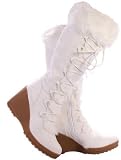 3102PUUeeaL. SL160  FUR! Winter WHITE Snow Womens Suede Wedge Boots