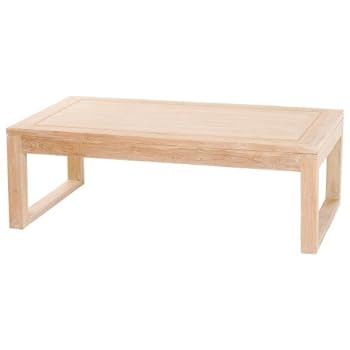 Cotedeco - Table basse pieds en rectangle 120 x 70 cm teck et - Couleur : BOIS