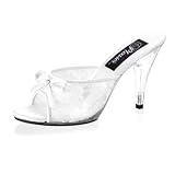 3102S2D4KTL. SL160  4 Inch Cute White High Heel Shoes Lace Overlay Slide