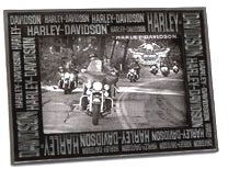 Harley-Davidson&reg; Repeat Pattern Frame. Resin frame. Debossed Harley-Davidson&reg; graphics repeat in various sizes. 4" X 6". 99334-08V