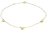 Tuscany Gold Damen-Fußkettchen 375 Gelbgold 9ct Box 3 Heart 26 cm - 1.26.0075