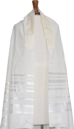 Ivory and White Stripes Tallit and Prayer Shawl Size 50