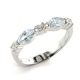 Sterling Silver Ring with Aquamarine CZ- Size: 4-10