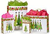 Christmas Gift Bag Set - 15 Pieces! Gloss Paper Gift Bags with green twisted handles and Tissue Paper