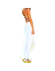 Sexy Strapless Summer Bandeau Neck Shirred Backless Cotton Maxi Dress 