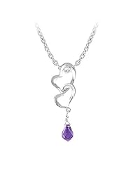 Amethyst Drop Heart Fashion Pendant in Sterling Silver