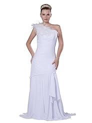 Chiffon One Shoulder Feathers  Dress