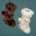 Fur boot ornament - 5 inch christmas hanging ornament