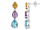 6 3/8 Carat Multi gemstone Sterling Silver Earrings