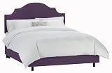 Skyline Furniture Velvet Queen Nail Button Notched Bed, Aubergine