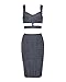 Whoinshop Women's Rayon Bodycon Top Skirt Set 2 Pieces Party Bandage Midi Dress