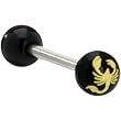 Gold Scorpion Inlayed Black Anodized Barbell Tongue Ring