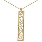  : 18kt Gold Over Sterling Silver Elongated Filigree Leaf Pendant W/ Box Chain 16in