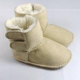 Sheepskin baby booties sand colour