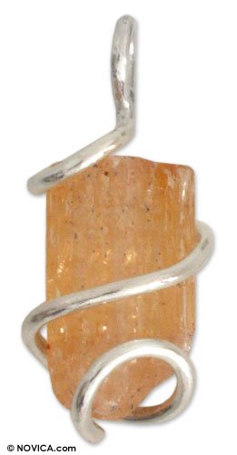 Topaz pendant, 'Golden Love' 0.5 W 1.2 L
