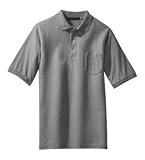 NEW Port Authority - Silk Touch Pique Knit Sport Shirt with Pocket Cool Grey-2XL