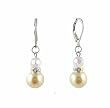 Earrings - E146 - Glass Pearl & Swarovski (tm) Crystal Drop ~ Cream