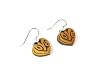 60's Love Heart with Rose Quartz Bead Dangle Earrings from Organic Wood of a Cherry Tree