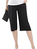 【TPGROWIN】 マタニティウェア ガウチョ パンツ 妊婦 妊婦服 7分丈 ハーフパンツ ズボン ボトムス ウエストゴム ストレッチ チノパンツ 全3色 (XL, ブラック)