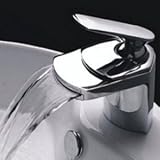 Contemprary Single Handle Waterfall Bathroom Vanity Faucet, Chrome