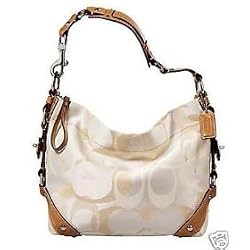 Coach Signature Optic Carly Natural Cream Hobo Handbag 11962