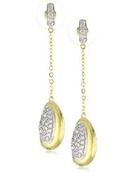CZ by Kenneth Jay Lane "Trend Cubic Zirconia" Rhodium-Plated Two Tone Dangling Earrings