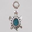 Tiny Sterling Silver and Turquoise Turtle Charm or Pendant, #2508