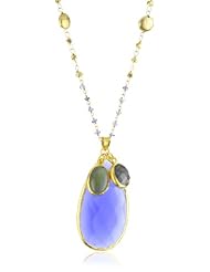Coralia Leets Jewelry Design "Mykonos" Wire Wrap Deep Blue Chalcedony Pendant Necklace, 33